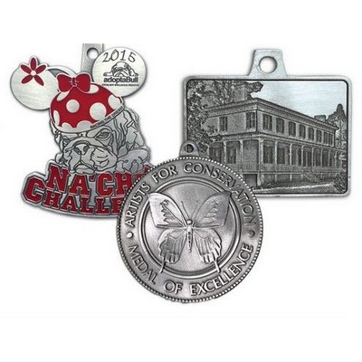 Custom Spin Cast Pewter Medal (1 1/4")