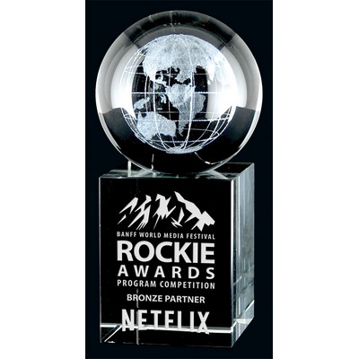 4.875" Rise & Shine Optic Crystal Globe Award