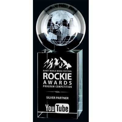 5.375" Rise & Shine Optic Crystal Globe Award